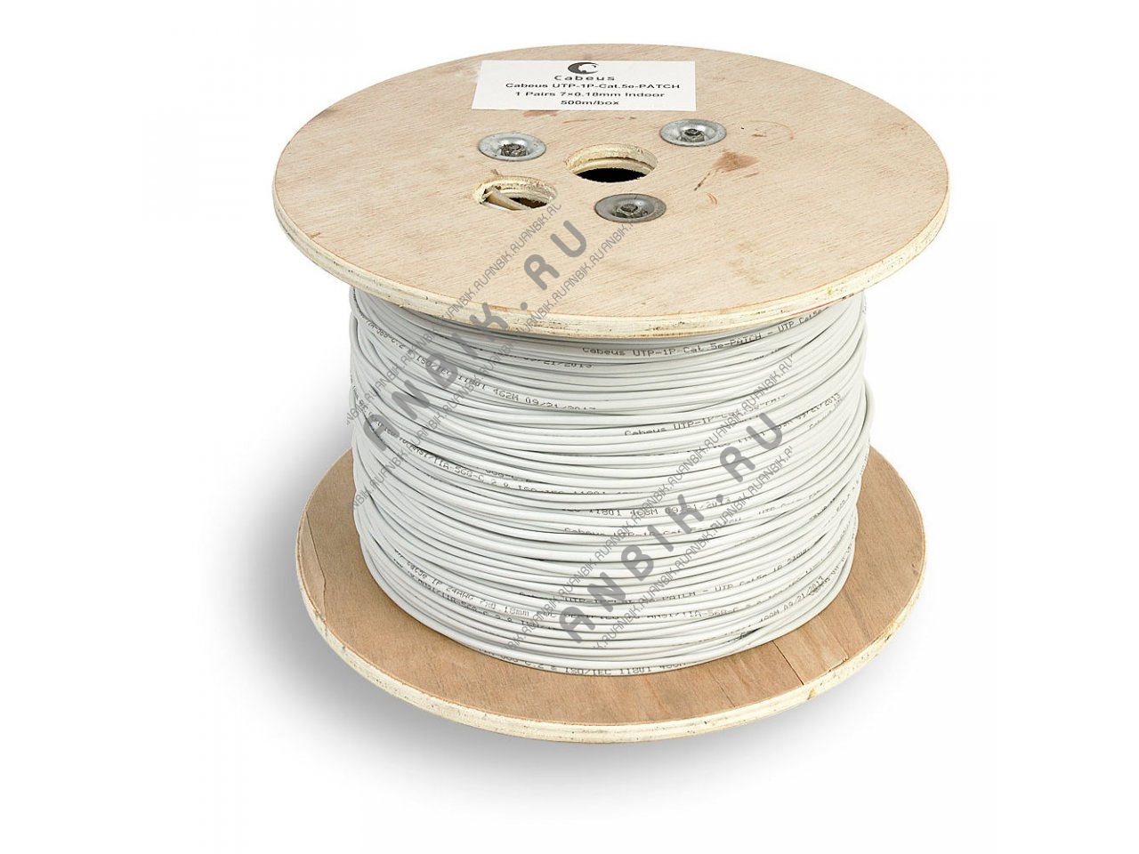 Cabeus UTP-1P-Cat.5e-PATCH Кабель витая пара (UTP), категория 5e, 1 пара (26 AWG), многожильный (patсh), серый (500 м)