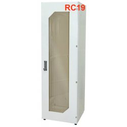 Шкаф серверный телекоммуникационный напольный 19 12U 600x600x730 мм (ШхГхВ), передняя дверь стеклянная, цвет серый Ral 7035 RL1266G RC19