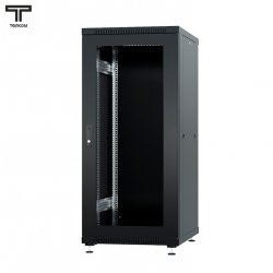 ТЕЛКОМ ТС-22.6.6-СМ Шкаф 22U 600x600x1098мм (ШхГхВ) телекоммуникационный 19 напольный, передняя дверь стекло - задняя дверь металл, цвет черный RAL9005)